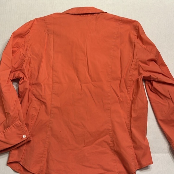 Bass Stretch XL Ladies Princess Seam Button Down 3/4 Sleeve Shirt Pumpkin Color - Picture 5 of 8